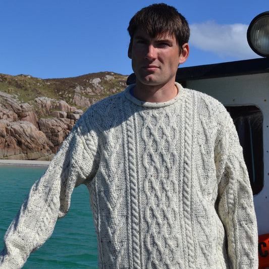Traditional Aran Pullover - Roll Neck Nep