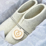 Iona Wool felted slippers - Full Heel, Natural Cream.