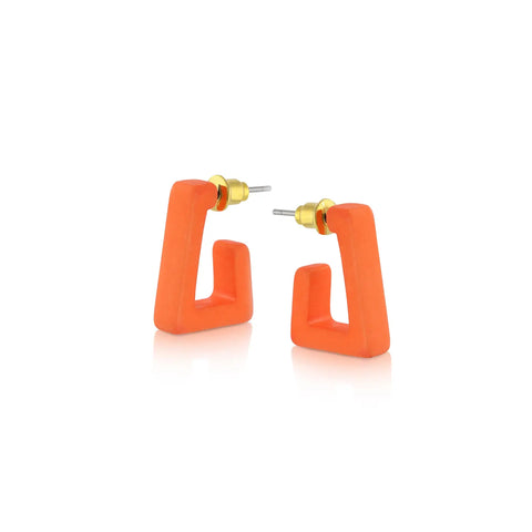 Square Resin Earrings - Orange