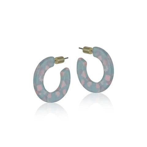 Resin Hoop Earrings - Grey/Pink