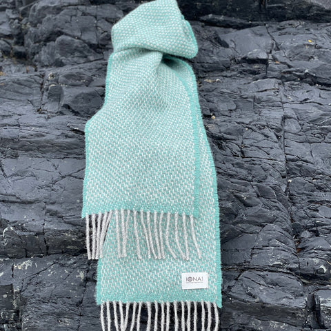 Iona Wool Woven Scarf - SMUR, Green Teal