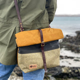 Iona Tweed Rolltop Crossbody Bag - Ochre/Grey/Lichen