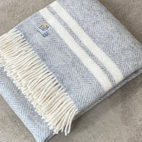 Silver & Cream Herringbone Stripe