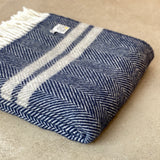Navy & Silver Herringbone Stripe