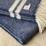 Navy & Silver Herringbone Stripe