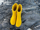 Iona Wool Felted Slippers - Yellow Wellies