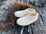 Iona Wool felted slippers - Full Heel, Natural Cream.