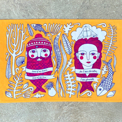 Iona Fishfolk Tea Towel - Orange