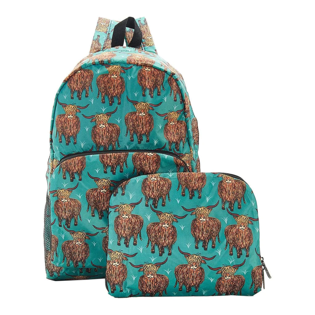 Eco Chic Highland Cow Backpack - Teal