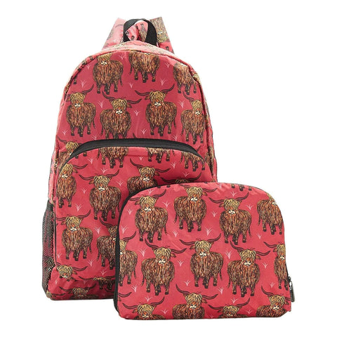 Eco Chic Highland Cow Backpack - Red