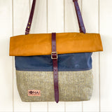 Iona Tweed Rolltop Crossbody Bag - Ochre/Grey/Lichen