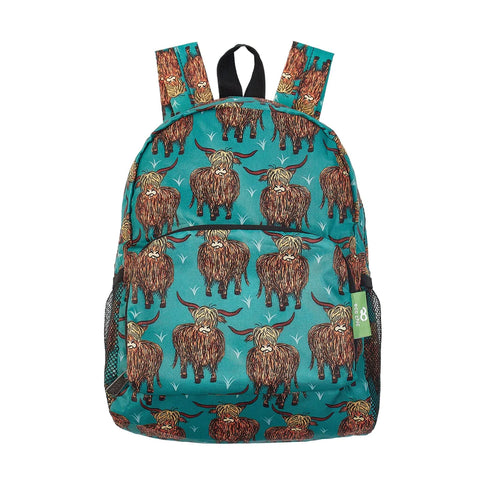 Eco Chic Mini Highland Cow Backpack - Teal